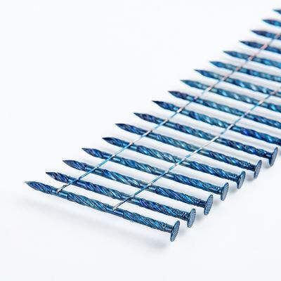 China Yellow Painted Diamond Point Screw Shank Coil Nails Supplier