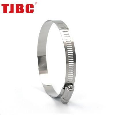 Adjustable W4 Stainless Steel Worm Drive American Type Gas Hose Clamp Oil Hose Clip Water Pipe Clamp, 103-127mm