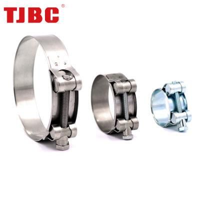 Adjustable Zinc Plated Steel T-Bolt Clamp Heavy Duty Single-Bolt Pipe Tube Hose Clamps Turbo Intake Intercooler, 122-130mm