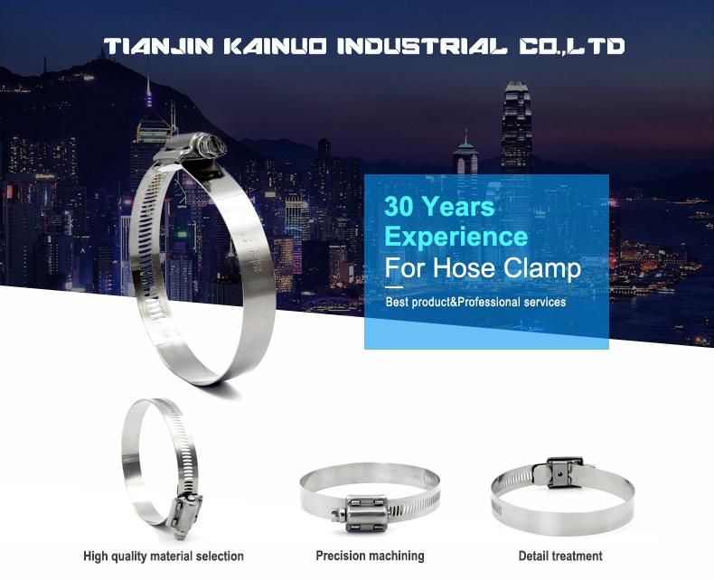 15.8mm Bandwidth Adjustable Perforated Worm Drive American Heavy Duty 304ss Stainless Steel Hose Clamp for Main Engine Plants, 25-45mm