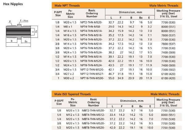 Chinese Factory NPT ISO Threads Instrument Pipe Fittings Stainless Steel Hex Nipples