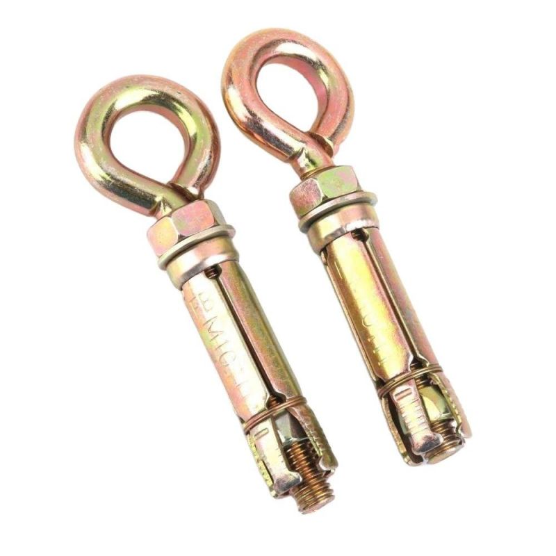 Heavy Duty Shield Anchor with Hook, Concrete Anchor Bolt, Yellow Zinc Plated. Galvanzied
