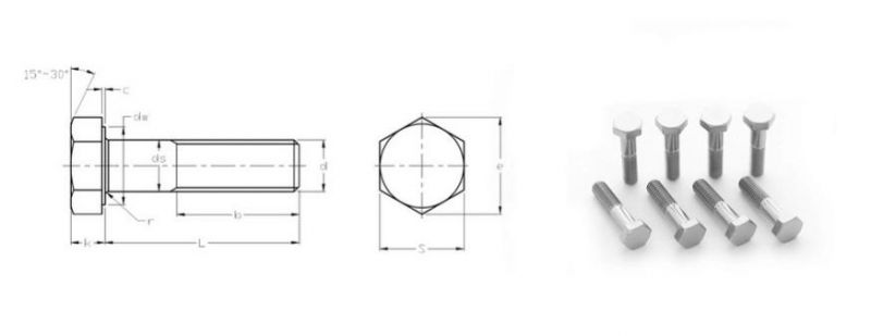 DIN 931 Gr1 Titanium Hexagon Head Bolt-Strength Shank-Half Thread