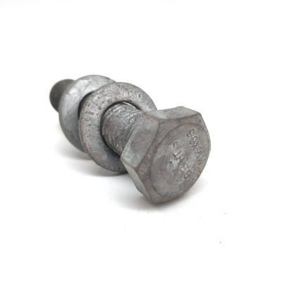Carbon Steel Grade 5.8 6.8 M16 M24 HDG Electrical Hex Bolt with Two Washers for Power