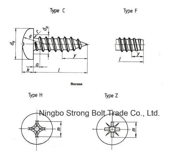 Pan Head Tapping Screw with Zinc