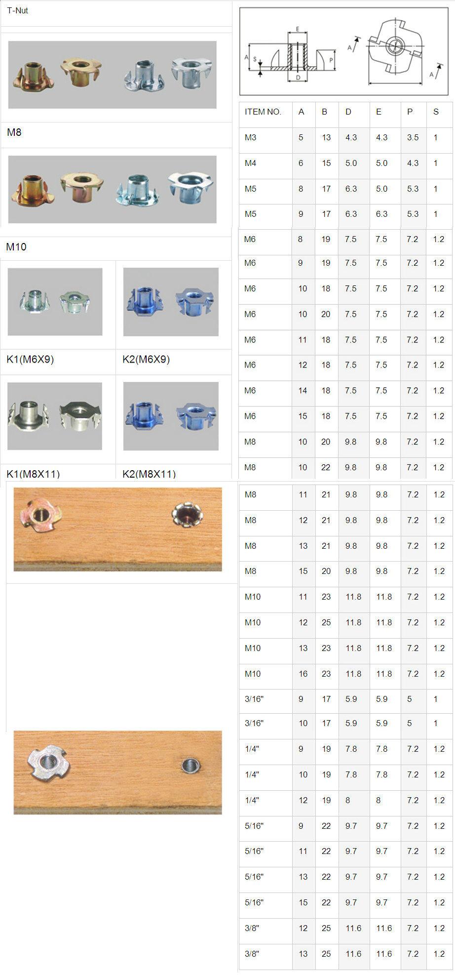 Galvanized Coated M5 T Nut for Woodworking Projects