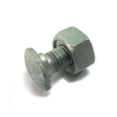 Guardrail Bolt with Tenon, Highway Guardrail Fastener H. D. G Hot DIP Galvanized Carbon Steel Guardrail Splicing Bolt with Nut
