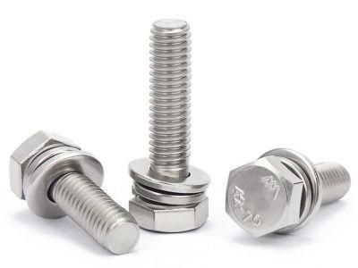 Hexagon Head Flat Spring Washer Three Combination Bolt GB9074 17 Outer Hexagon Screw M10-M16