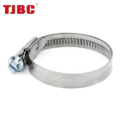 12mm German Type Stainless Steel Worm Drive Hose Clamp Without Welded Housing, Adjustable Non-Perforated Pipe Tube Clip for Automotive, 20-32mm