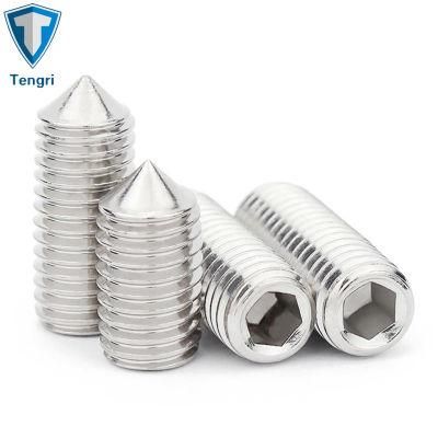 DIN914 ISO4027 304 316 Stainless Steel Hexagon Socket Set Screws with Cone Point DIN913 Grub Screws