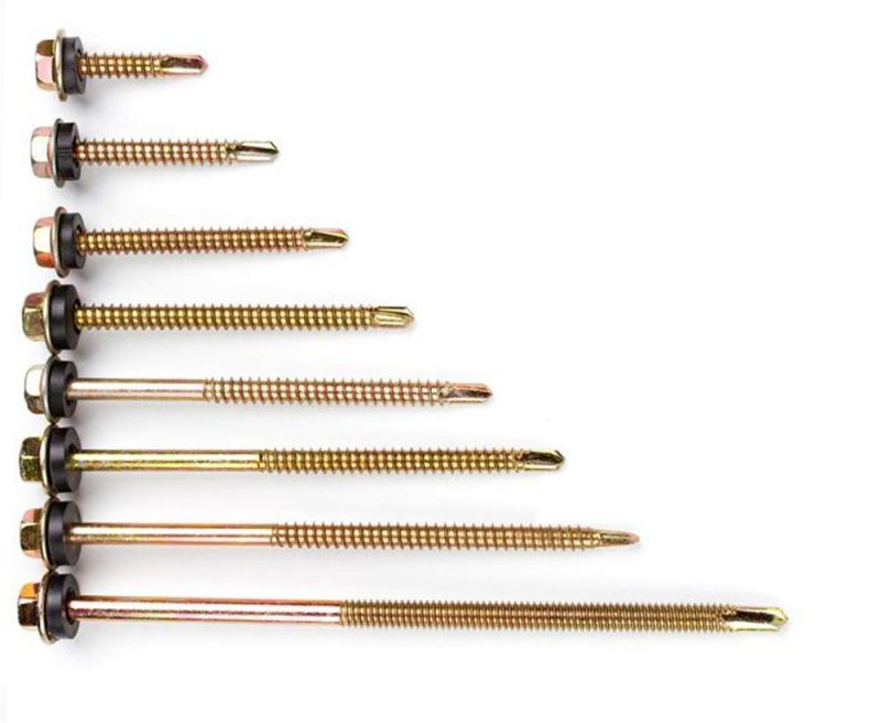 Yellow Zinc Plating Hex Flange Washer Head Self-Drilling Screws for Metal