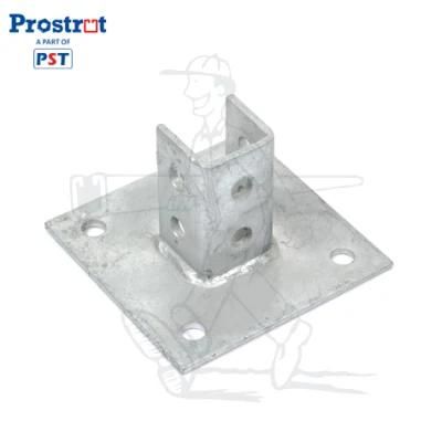 6&quot;X6&quot; Single Square Post Base, Post Bracket for 1-5/8&quot; Strut Channel, Hot DIP Galvanized