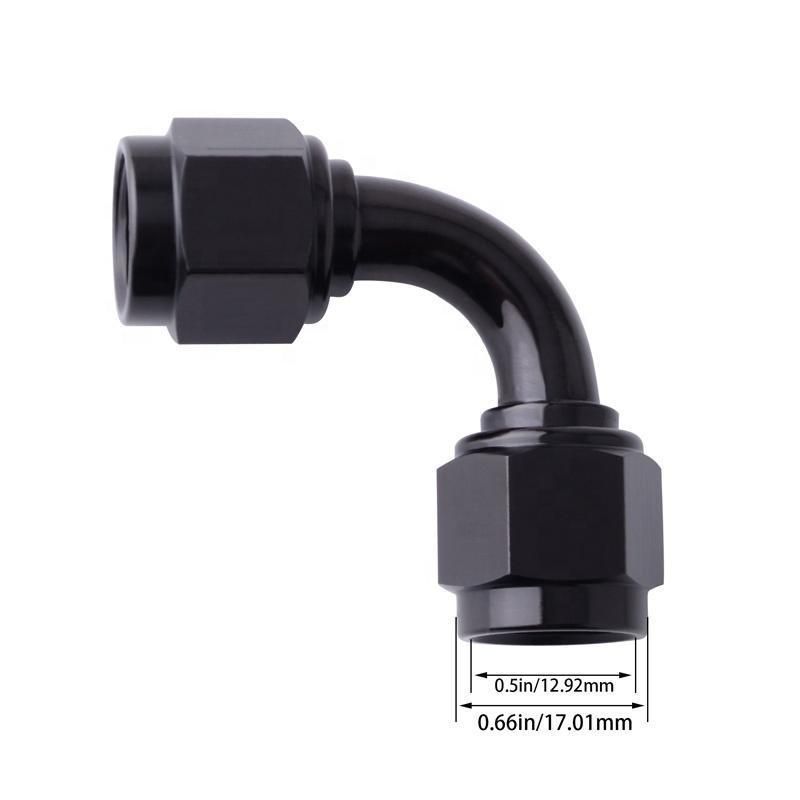 90 Degree Universal An6 to An6 Coupler Aluminum Hose End Fitting Adaptor Female Swivel