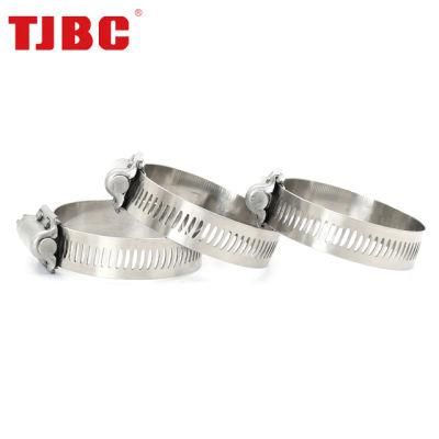 12.5mm Bandwidth Adjustable Perforated Heavy Duty 304ss Stainless Steel Worm Drive American Type Hose Clamp for Automotive, 103-127mm