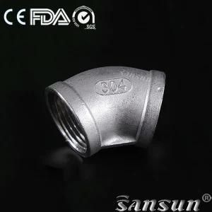 Sanitary Stainless Steel Hygienic Pipe Fittings Food Processing 45 Degree Female Threaded Elbow