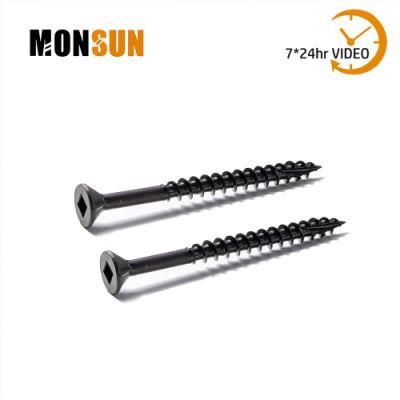 Black Oxide Square Drive Flat Head with Nibs Type 17 Point Particleboard Screws