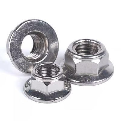 2/5PCS M4-M12 304 Stainless Steel Prevailing Torque Type All Metal Insert Hexagon Lock Nut with Flange Hex Self Locking GB6187