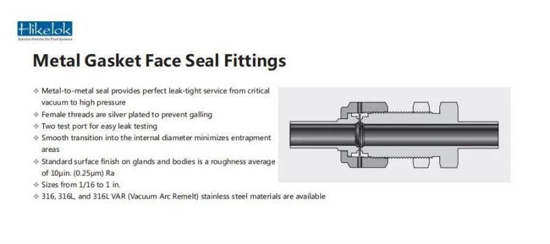 Swagelok Type VCR Fittings Metal Gasket Face Seal Fittings Body