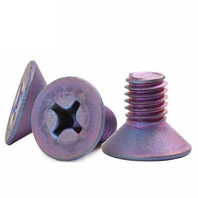 Anodizing Light Purple Countersunk Flat Head Cross Bicycle Titanium Screws