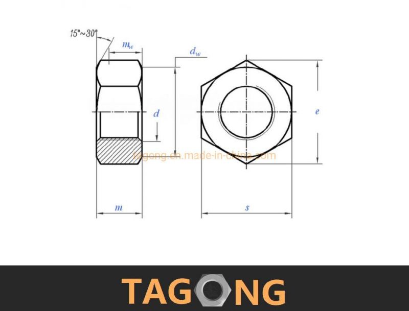 Black M64 Class8 High Strength Nuts Heavy Nuts DIN 555