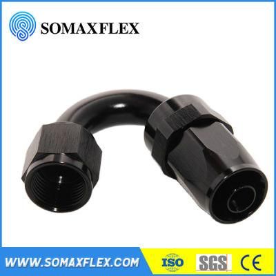 Black Customized Aluminum Alloy an Fitting 60 90 120 150 Degree An8 Reusable Swivel Fuel Oil Hose End Adapter