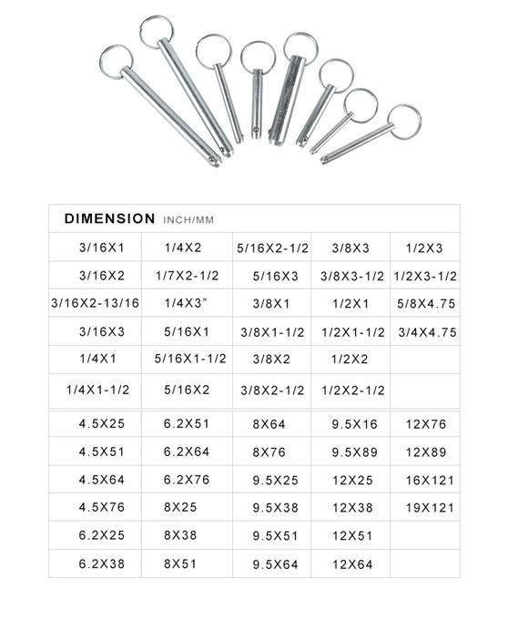 Quick Release Ball Lock Pins Stainless Steel Linch Pins