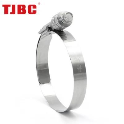High Pressure W4 Stainless Steel Heavy Duty American Type Constant Tension Hose Tube Clamp, 15.8mm Bandwidth, 57-79mm