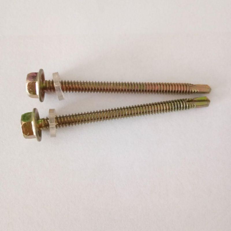 Yellow Zinc Hex Head Self Tapping Screw with Plastic Washer