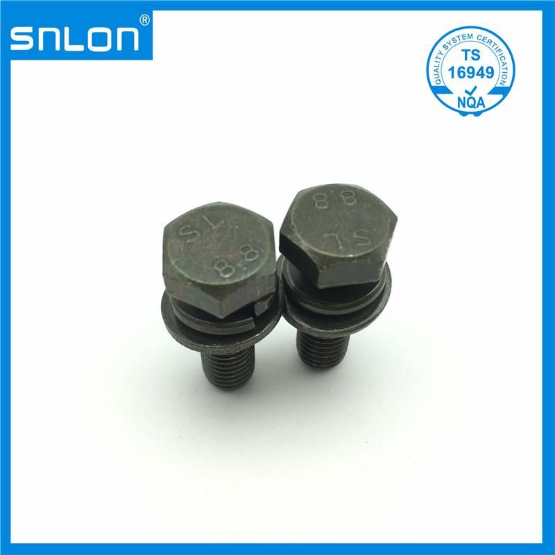 Zinc Plated Hex Head Sems Screws Assembled Plain Washer Spring Washer