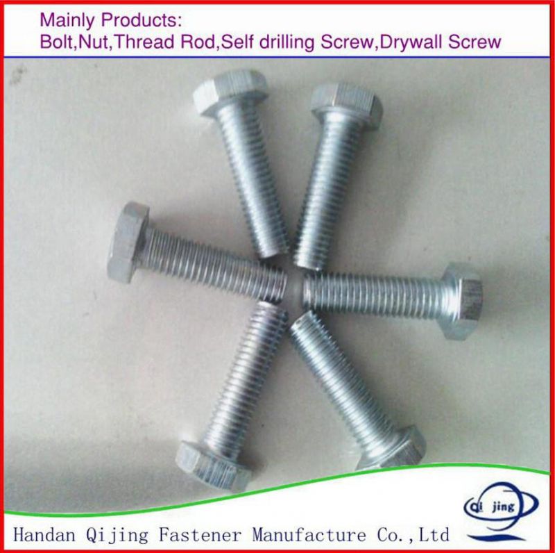 Carbon Steel, Stainless Steel Grade 4.8 8.8, 10.9, 12.9 Plain Finish Zp DIN933/931, ASTM A29m/a 193, A325 Hex Head, Round Head, Hex Socket Head Bolt with Nut