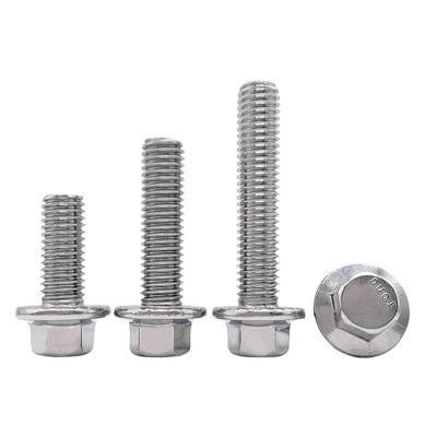 304 Stainless Steel GB5787 Hex Head Flange Non-Slip Bolts with Serrated