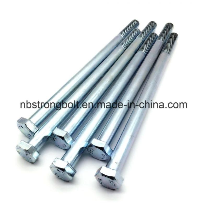 DIN931 Screw Hex Bolt Cl. 8.8 with White Zinc Plated Cr3+