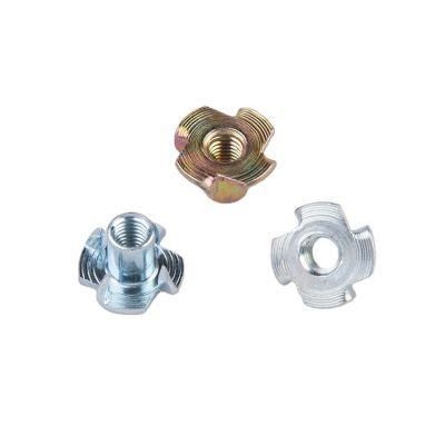DIN1624 Carbon Steel Iron Furniture Insert 4-Pronged T Nut Four Claw Tee Nut for Chairs