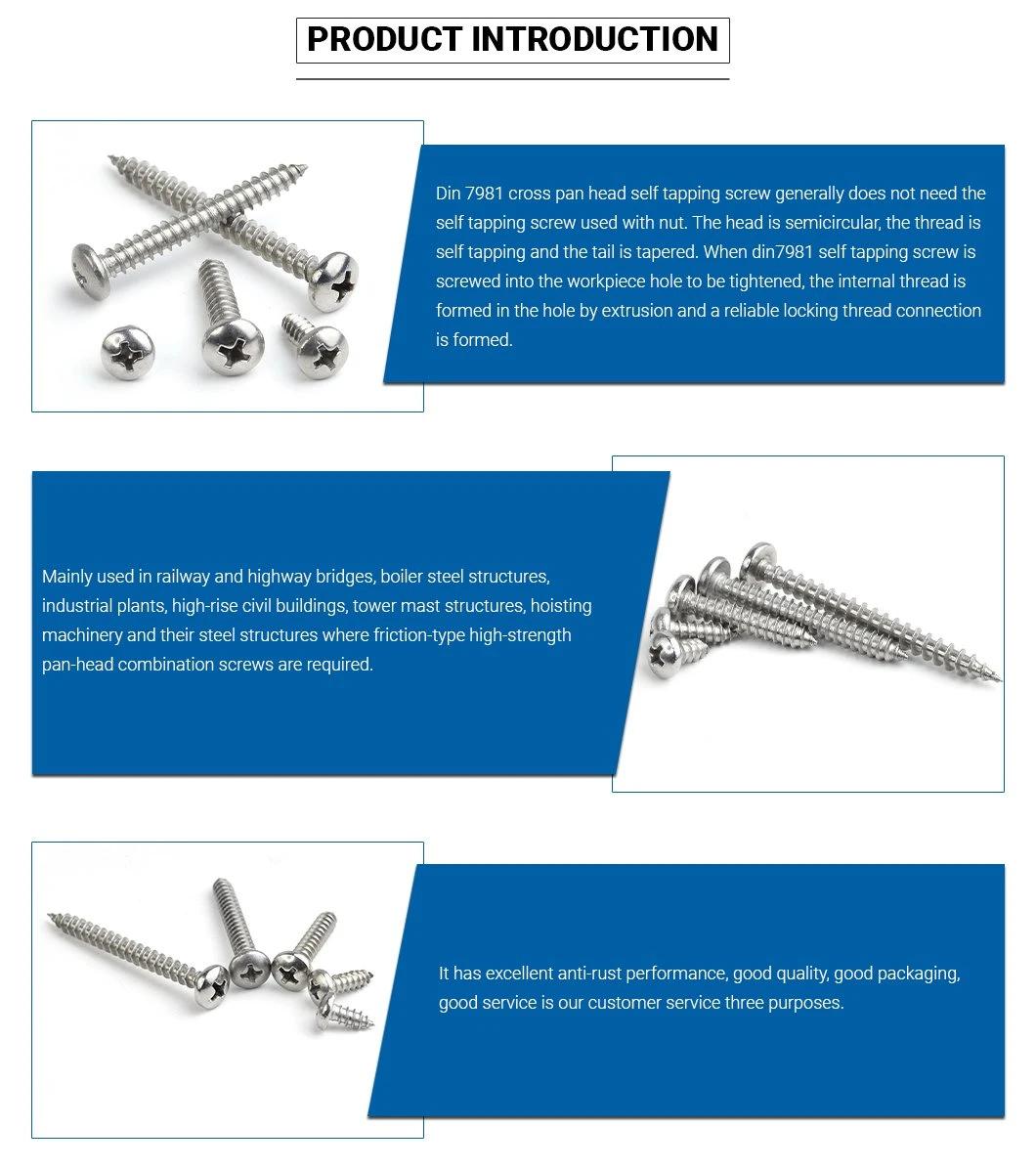 SS316 SS316L A2 Pan Head Screw Stainless Steel Screw