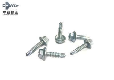 5.5X75mm Cold Heading Drilling Screw with Washer Zinc Plated Hexagon Head Self-Drilling Screw