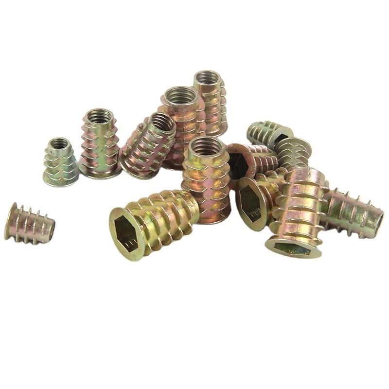 Type D Nut for Wood Insert, Wood Threaded Inserts, Flat Head Furniture Nut