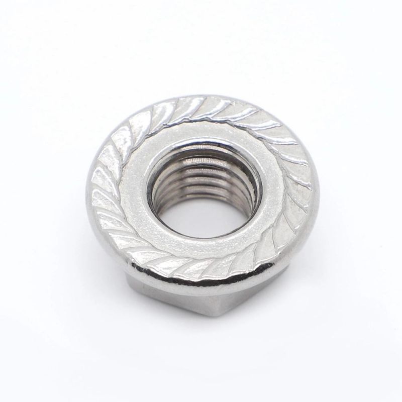 Fastener DIN6923 SUS304 SUS316 Hexagon Nut M5 M6 M8 M10 Stainless Steel Flange Nuts with Serrated