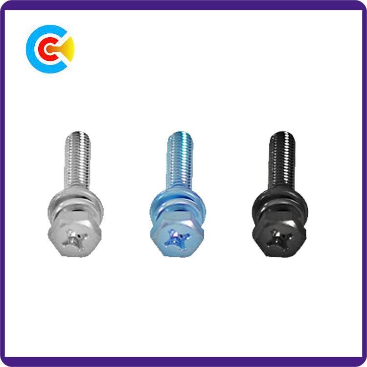 DIN/ANSI/BS/JIS Carbon-Steel/Stainless-Steel 4.8/8.8/10.9 Galvanized Cross Angle Combination Screws for Building/Railway