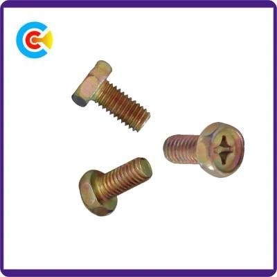 DIN/ANSI/BS/JIS Carbon-Steel/Stainless-Steel Hand Twist Hexagonal Cross Flange Flat Screw for Building