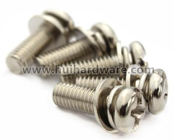 Nickel Plated Slot Pan Head Assembled Sem Screw