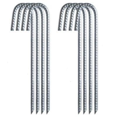 6 Pk 12&prime;&prime;*1/2&prime;&prime; Galvanized Gerden Ground Anchor Anchors Stakes Rebar J Hook Hooks Staples Screw Tent Pegs Peg Pins Tool