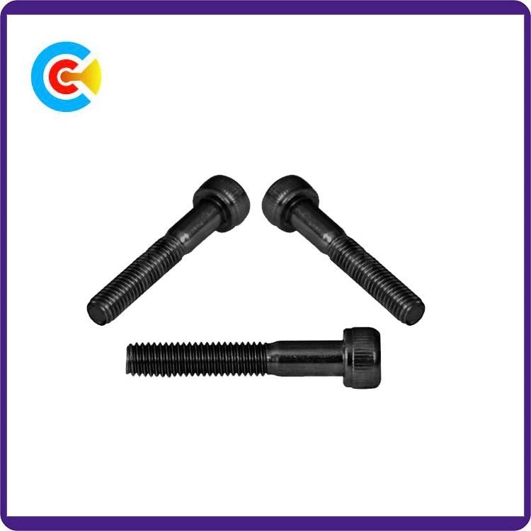 Black Zinc Carbon Steel M12 Hexagon Knurled Cheese/Cylindrical Head Screw