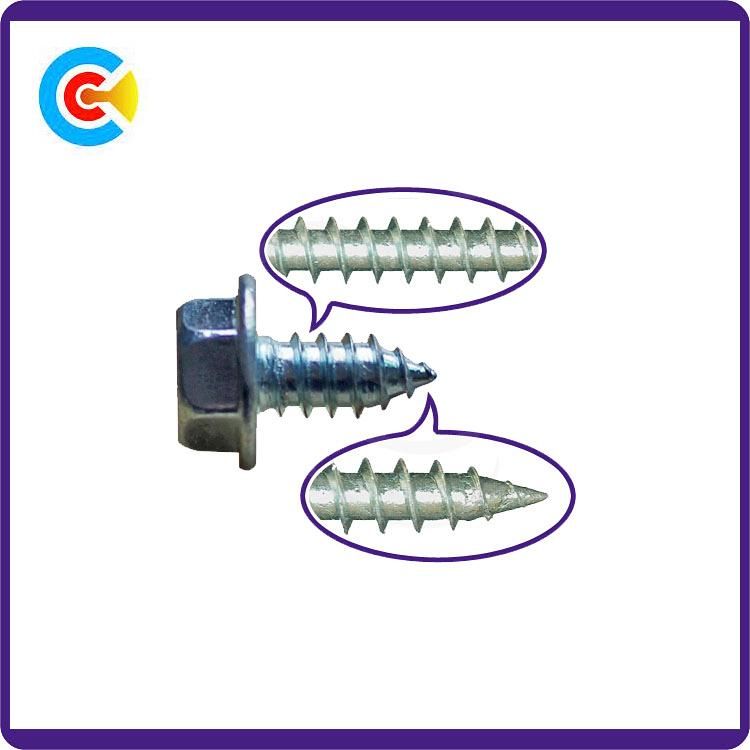 Carbon Steel Galvanized Hexagonal Flange M6 Non-Slip with Self-Tapping Screws