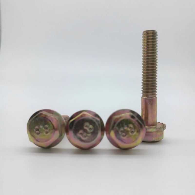 Yellow Zinc Flange Bolt Flange Screw Hex Bolt with Flange