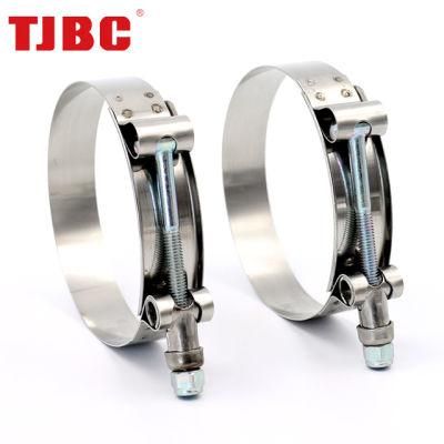 19mm Bandwidth Zinc Palted Steel T Bolt and Nut Adjustable Heavy Duty Hose Clamp for Automotive, 152-160mm