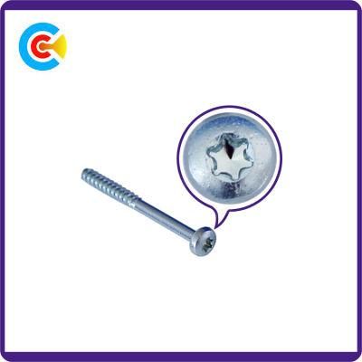 GB/DIN/JIS/ANSI Carbon-Steel/Stainless-Steel 4.8/8.8/10.9 Plum Blossom Flat Tail Tapping Screw
