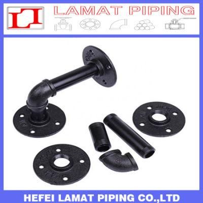 Black Malleable Cast Iron Floor Flanges Pipe Fittings for Decoration/Shelf/DIY/Furnitures