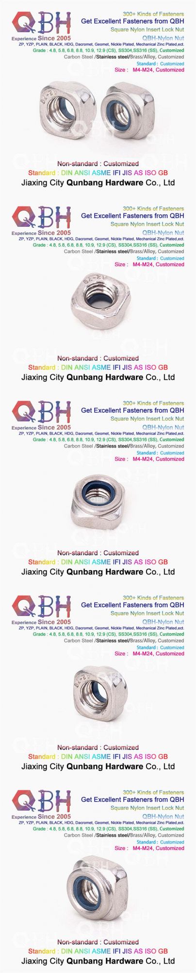 Qbh DIN985 DIN982 Carbon/Stainless Steel Square Hexagonal Hexagon Hex Cap Machine Locking Fastener Hardware Nylock Nylon Lock Nut/K-Nut/DIN6923 Flange Wheel Nut