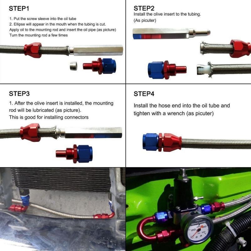 An4 1 Meter an Racing Fuel Hose Stainless Steel Braided PTFE Brake Fuel Oil Line Hose Pipe Silver