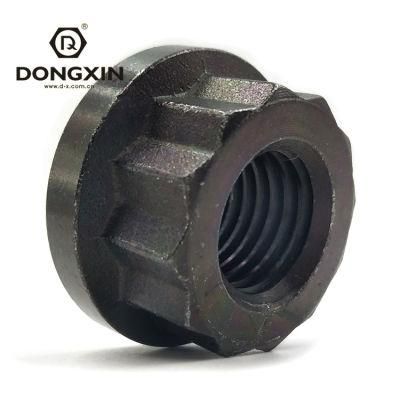 Manufacturer Wholesale Polishing Black Oxide Finishing Carbon Steel 12 Angle Flange Nut